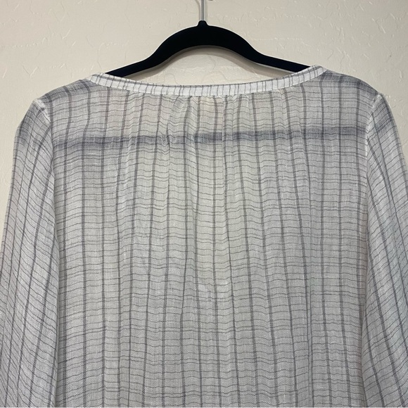Eileen Fisher White Linen Sheer Lightweight Boho Wide Neck Box Top Blouse M - Picture 8 of 10
